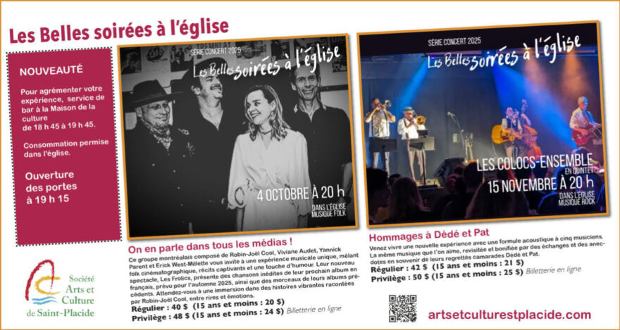Pub Arts et culture de Saint-Placide 17-09-2025
